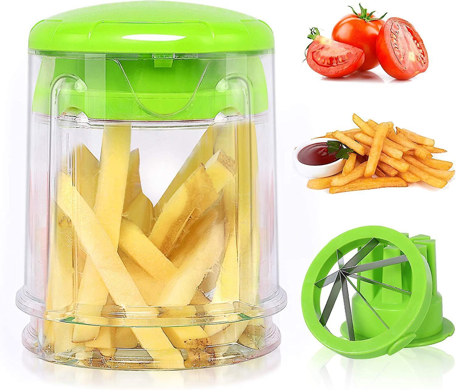 French Fry Cutter Apple Cutter - Potato Apple Slicer Slices Tomatoes Onion Cucumbervery Easy To Clean As It Is Dishwasher Safe.