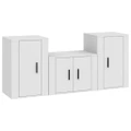 3 Piece TV Cabinet Set White Engineered Wood vidaXL