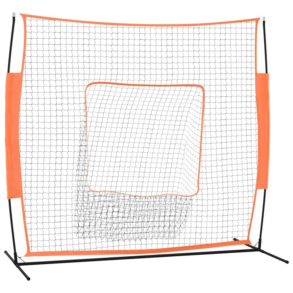 Portable Baseball Net Red and Black 219x107x212 cm Steel and Polyester vidaXL