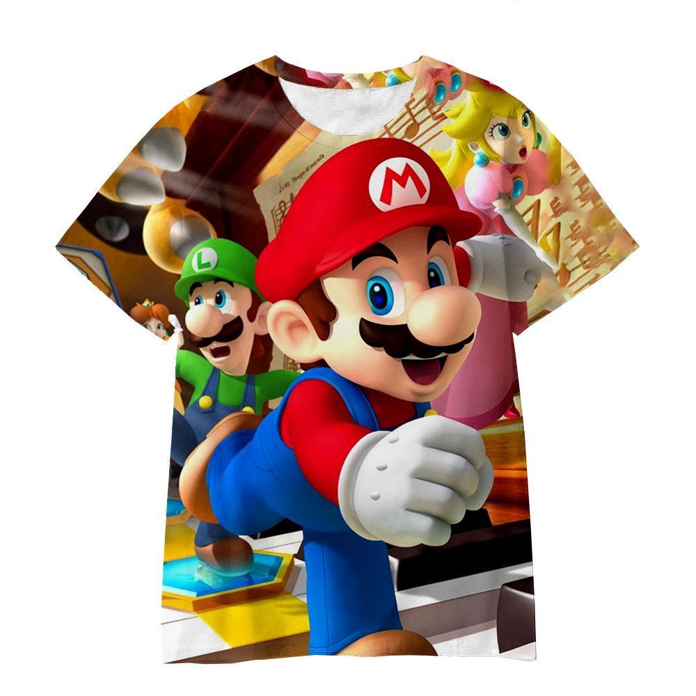 Goodgoods Girls Boys Cute Cartoon Super Mario Series T-Shirt Crewneck Short Sleeve Novelty Tops Tee(Style B,#150)