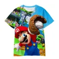 Vicanber Kids Cute Cartoon Super Mario Series T-Shirt Crewneck Short Sleeve Novelty Tops Tee(Style A,#120)