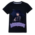 Vicanber Movie:The Addams Family Series Fashion Young Children Girls T-Shirt Short Sleeve Top 7-14Years(Black,#140)