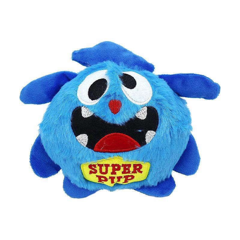 Pet Dog Interactive Monster Plush Giggle Ball Shake Crazy Bouncer Toy Exercise Electronic Puppet (Color:Super Blue)