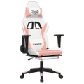 Gaming Chair with Footrest White and Pink Faux Leather vidaXL