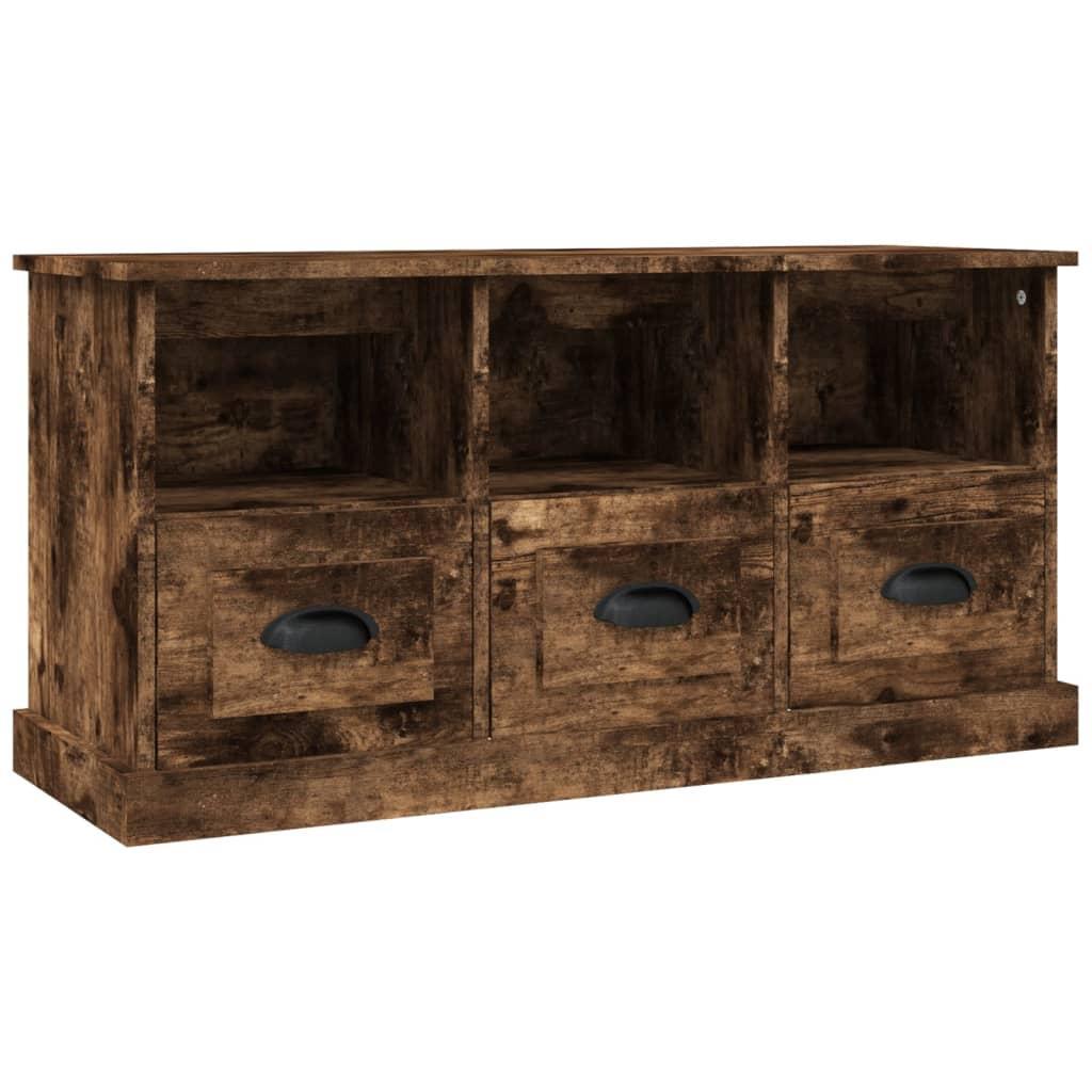 TV Cabinet Smoked Oak 100x35x50 cm Engineered Wood vidaXL