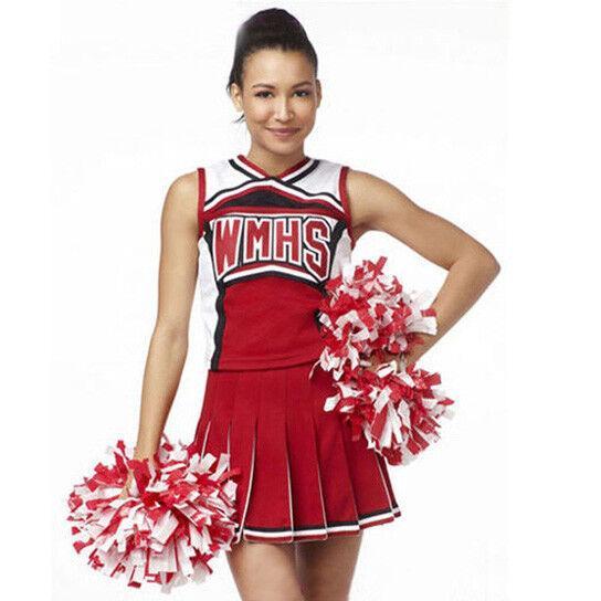 Ladies Glee Cheerleader School Girl Fancy Dress Uniform Party Costume Outfit (Size:M)