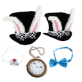 5Pcs White Rabbit Accessory Set Cosplay Costume Bunny Rabbit Top Hat