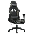 Massage Gaming Chair with Footrest Black&Camouflage Faux Leather vidaXL