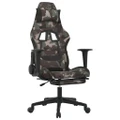 Massage Gaming Chair with Footrest Black and Camouflage Fabric vidaXL