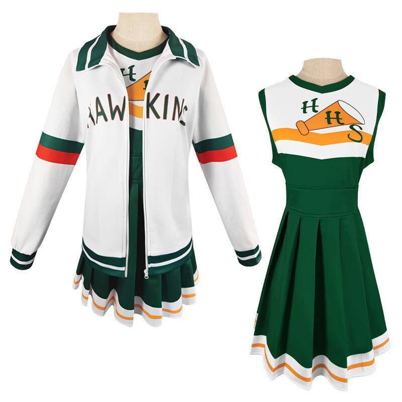 Stranger Things Season 4 Cheerleader Dress Jacket Eleven Cosplay Costume Set (Size:XL)