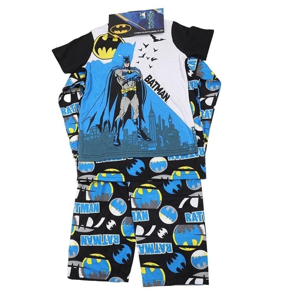 3pc Boys's Glow Flannel Pyjama Set: Long Sleeve Set & Short Sleeve Top [Size: 5]