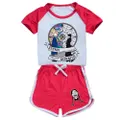 Vicanber Children Girls Wednesday Adams Family Series Pattern Shortsleeve Round Neck T Shirt And Shorts With Tether Suit Homing Clothing(Red,#140)