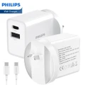 Philips 20W Power Adapter Wall Charger with 4ft USB C to USB C Cable DLP4342C