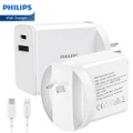 Philips 30W Power Adapter Wall Charger with Type C - Lightning Cable DLP4343L