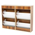 24 Pairs Shoe Cabinet Rack Storage Cupboard Organiser Shelf Walnut Drawers Chest