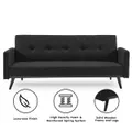 Tufted Faux Linen 3-Seater Sofa Bed with Armrests - Black