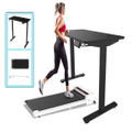 ADVWIN 120cm Adjustable Height Electric Standing Desk & White Walking Pad Treadmill Set for Home Office
