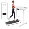ADVWIN 140cm Adjustable Height Electric Standing Desk & White Walking Pad Treadmill Set for Home Office