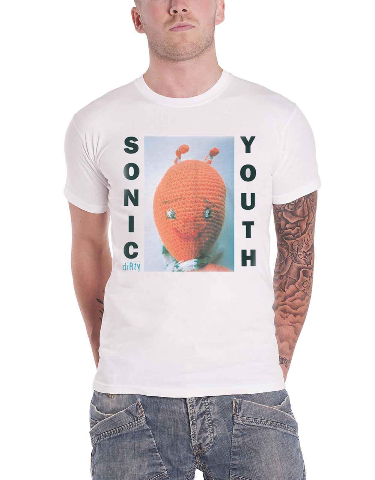 Sonic Youth T Shirt Dirty Album Cover Band logo new Official Mens White
