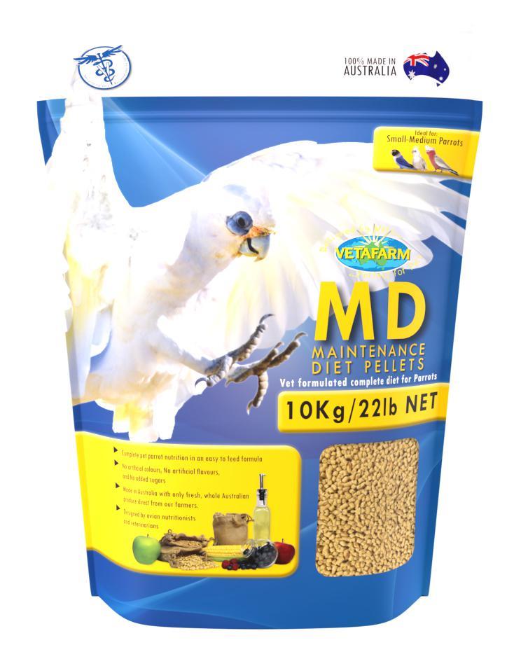 Vetafarm MD Maintenance Diet Pellets Pet Parrot Bird Food 10kg