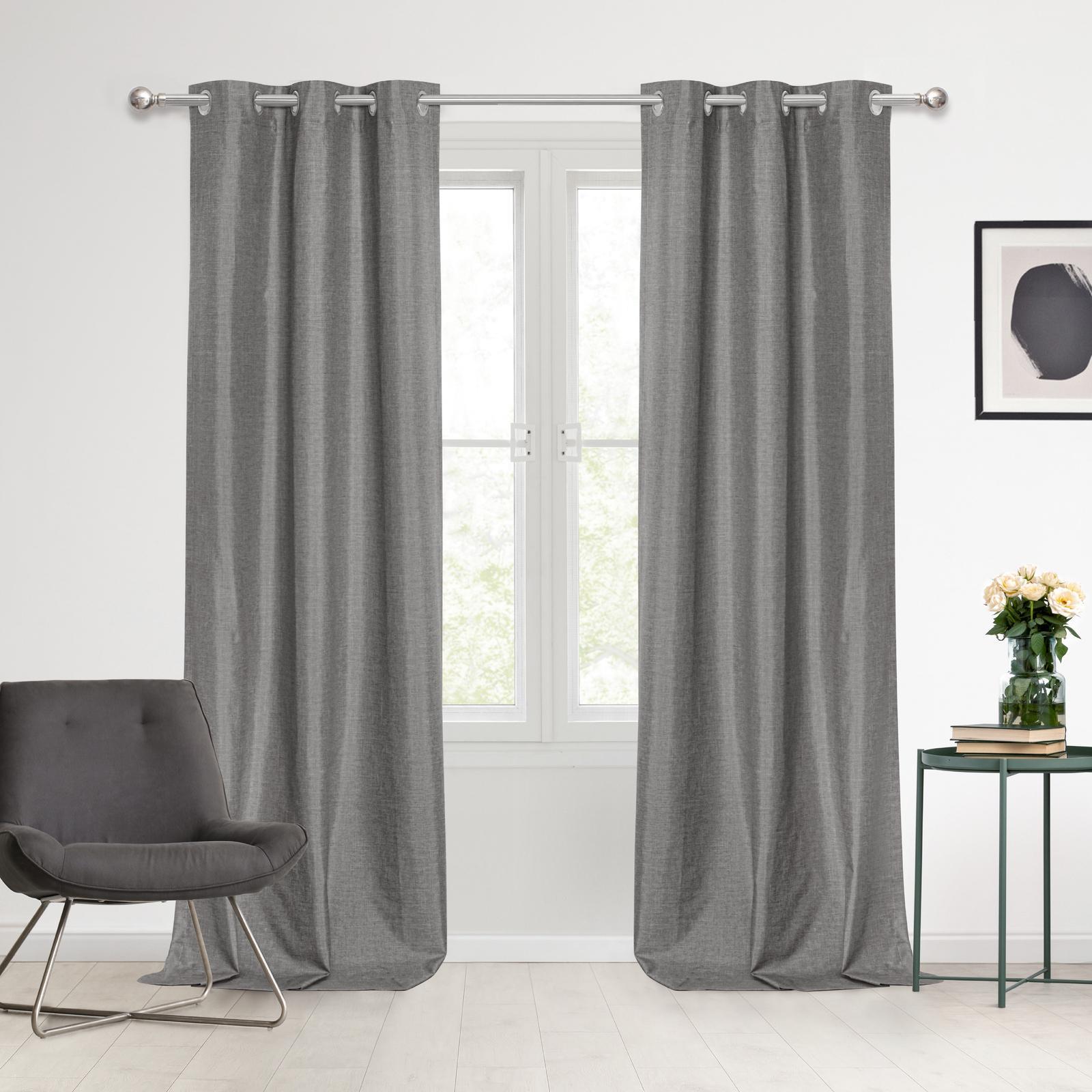 Home Living 100% Blockout Eyelet Curtain Pair Grey