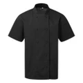 Premier Mens Coolchecker Short-Sleeved Chef Jacket (Black) (XL)