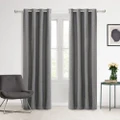 Home Faux Linen 100% Blockout Eyelet Curtains, 2 Pack (Pepper) - 90x223cm