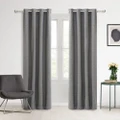 Home Faux Linen 100% Blockout Eyelet Curtains, 2 Pack (Pepper) - 180x223cm