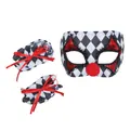 Bristol Novelty Unisex Adults Clown Mask And Cuff Set (Black/White/Red) (One Size)