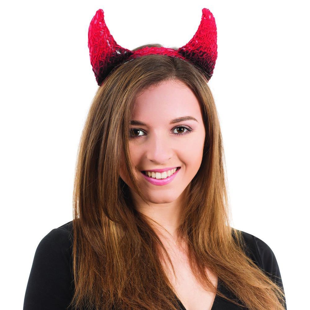 Bristol Novelty Unisex Adults Devil Horns Halloween Headband (Red/Black) (One Size)