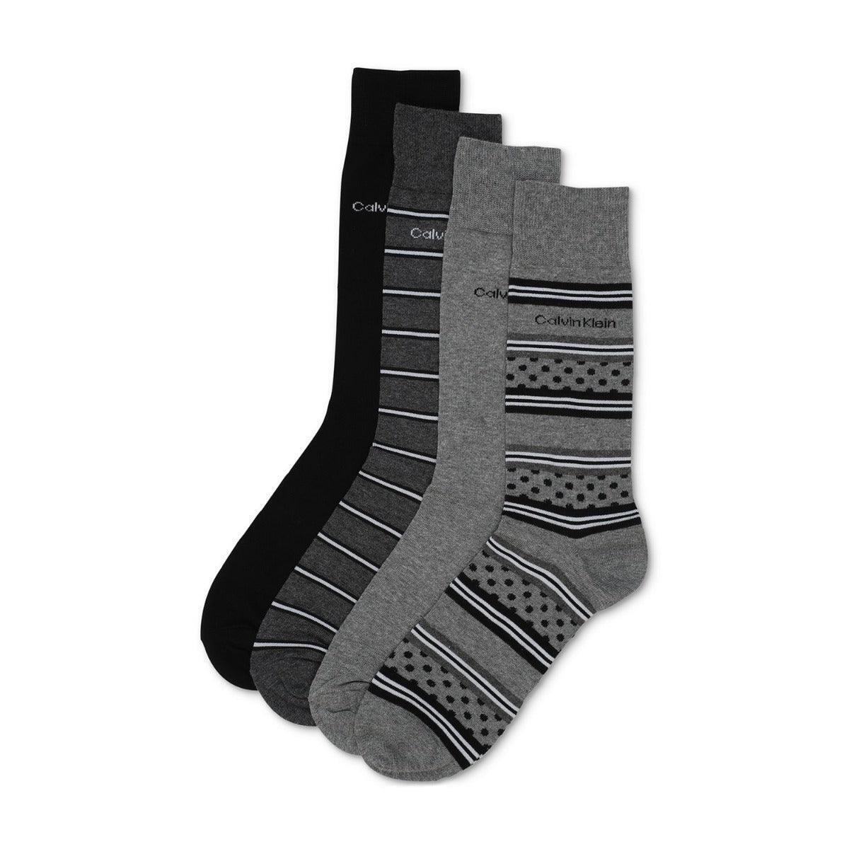 Calvin Klein - 4 Pack Multi Stripe & Dot Mens Dress Socks - One Size - Mens US 7 -12