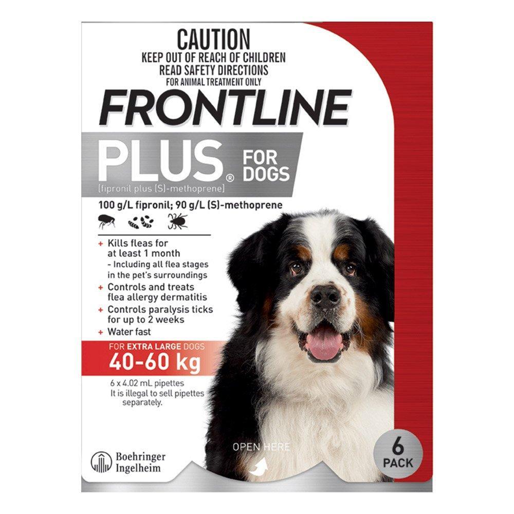 Frontline Plus For Extra Large Dogs 40 To 60Kg (Red) 6 Pipettes