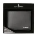 Jeff Banks Men's Trifold Genuine Leather Card/Cash Wallet w/ID Window/Logo Black