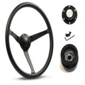 SAAS Steering Wheel Poly 15" Classic Deep Dish Black Alloy Solid SW25912 and SAAS boss kit for Holden Nova LG 1993-1997