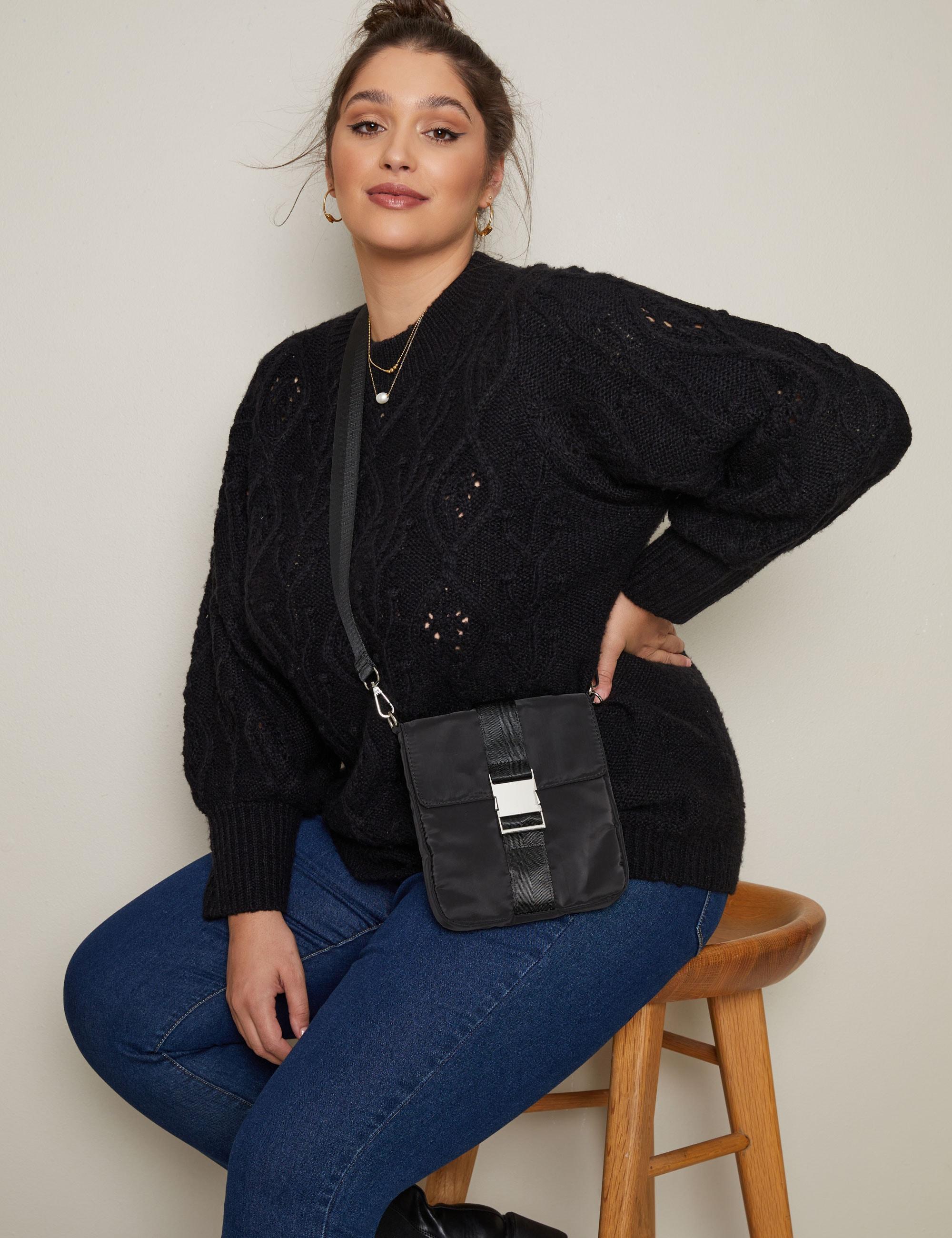 AUTOGRAPH - Plus Size - Womens Jumper - Regular Winter Sweater - Black Pullover - Long Sleeve - High Neck - Cable Knit - Work Wear - Casual Clothing