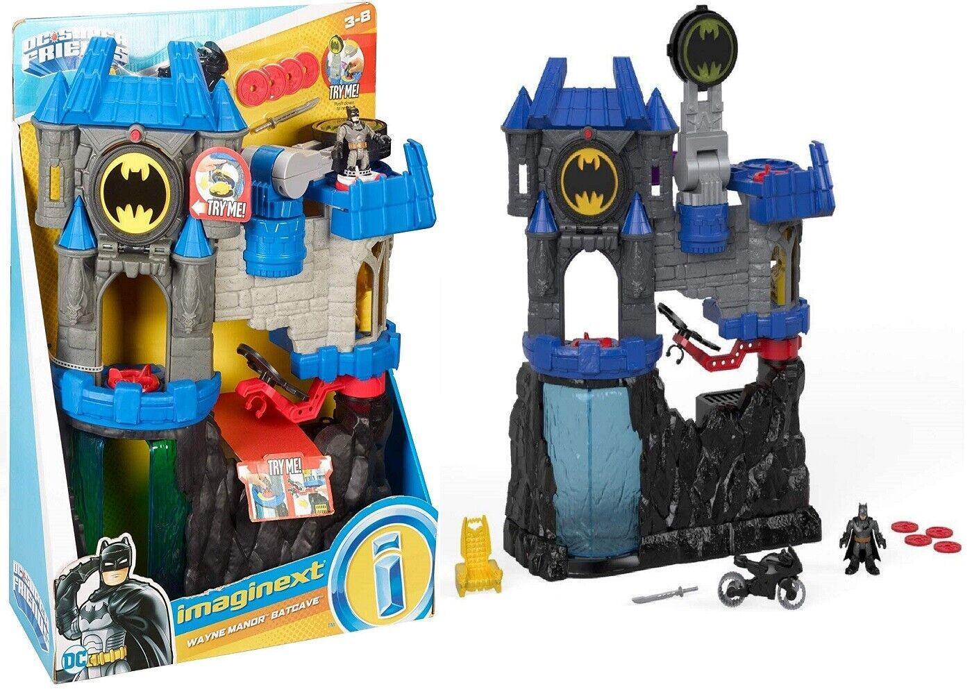 DC Super Friends Wayne Manor Batcave Ages 3+ Toy Batman Batmobile Car Bike Race