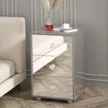 Advwin Mirrored Bedside Table 3 Drawers Bedroom Side Table