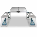 Aluminium Folding Camping Table With 2X Bench Chairs Picnic Set