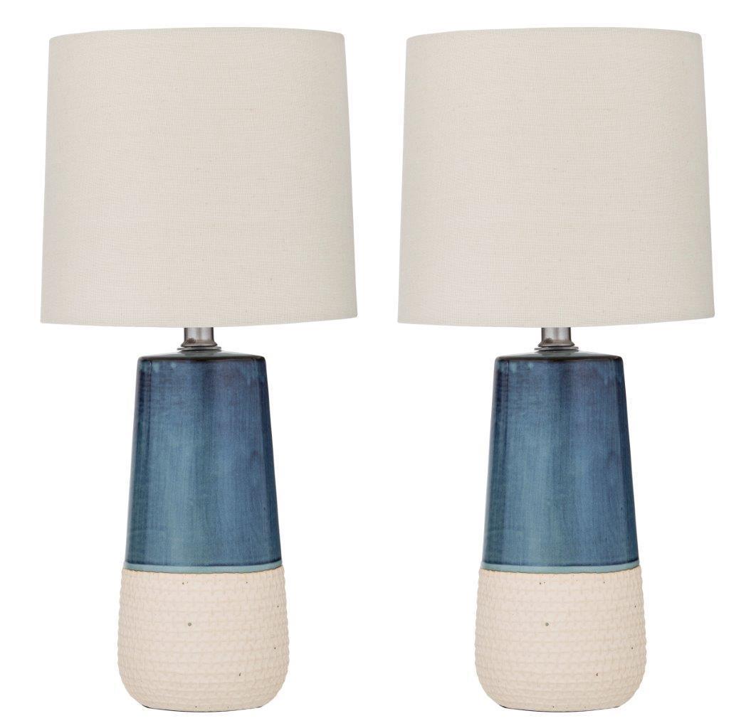 Amalfi Nash Table Lamp Set/2 49 Cm Home Decor Bedside Living Study Room Desk Night Blue/Natural