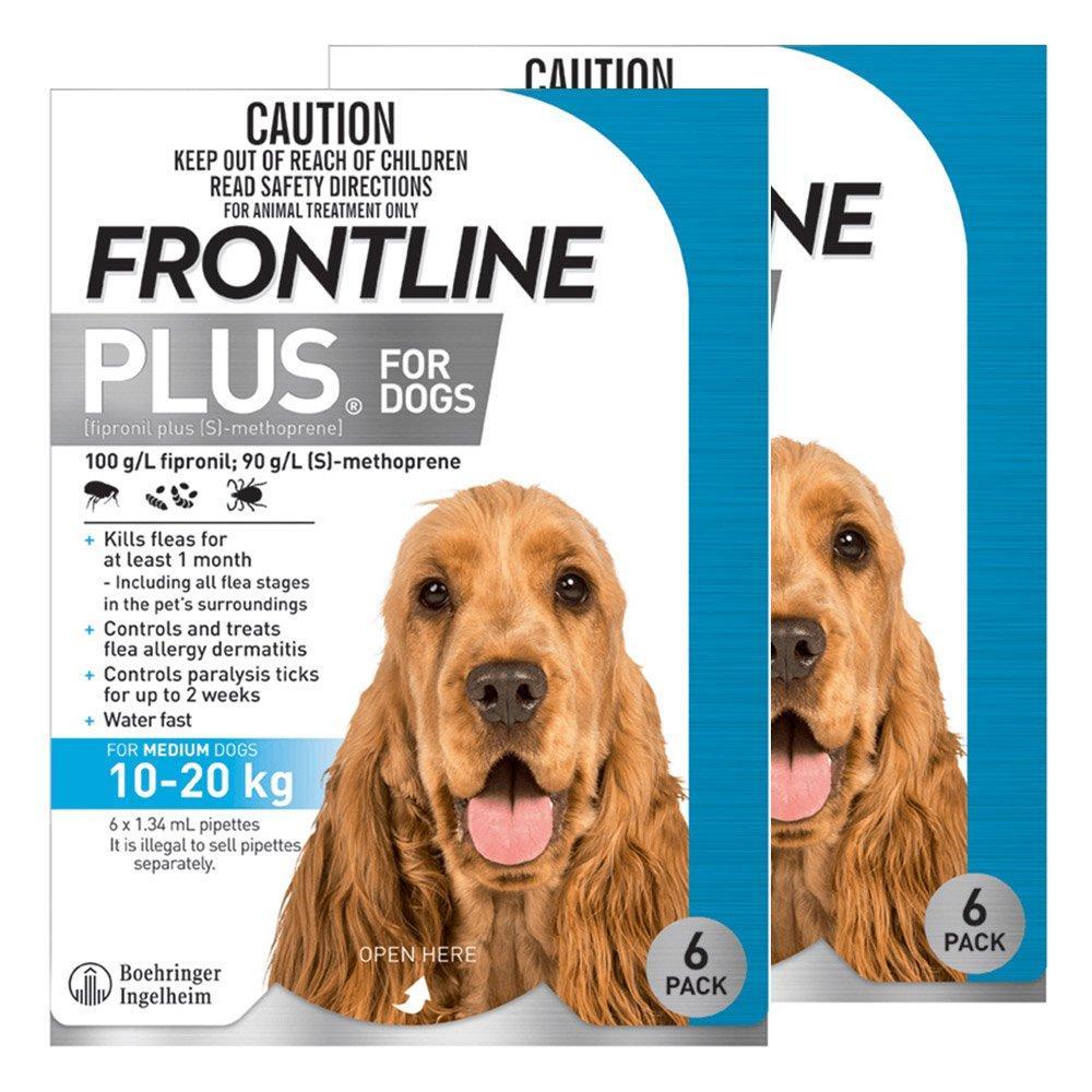 Frontline Plus For Medium Dogs 10 To 20Kg (Blue) 12 Pipettes