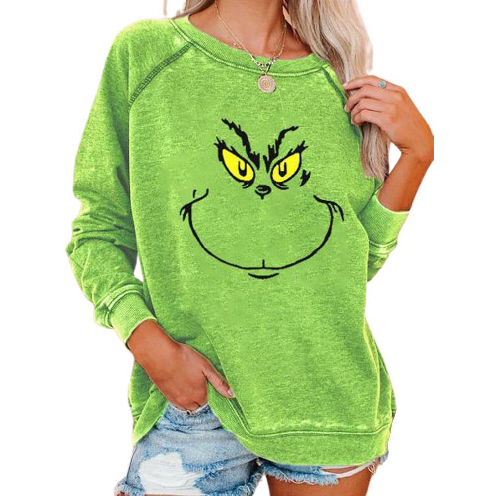 GoodGoods Women Christmas Green Monster T-shirt Autumn Winter Long Sleeve Blouse Pullover Top (Green, M)