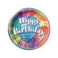 Unique Party Brilliant Birthday Party Plates (Pack of 8) (Multicoloured) (One Size)