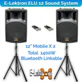 E-Lektron UHF30-MS 1400W 12" inch Bluetooth Wireless linkable Loud Portable PA Speakers Sound System Recoding incl.4 Mics and Stands