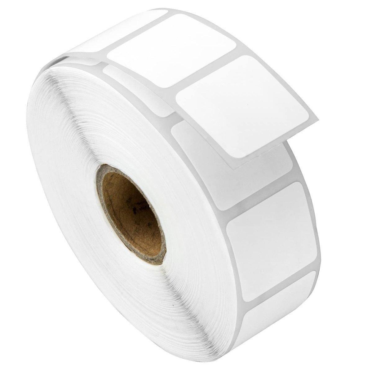 4 Rolls 25.4mm x 25.4mm Square Perforated Direct Thermal Labels White - 2000 Labels per Roll
