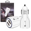 QC3.0 35W 2 USB Ports 6A Fast Charging Car Charger Quick Charge Mobile Phone Charger for iPhone Samsung Nokia Oppo Moto Google (White)