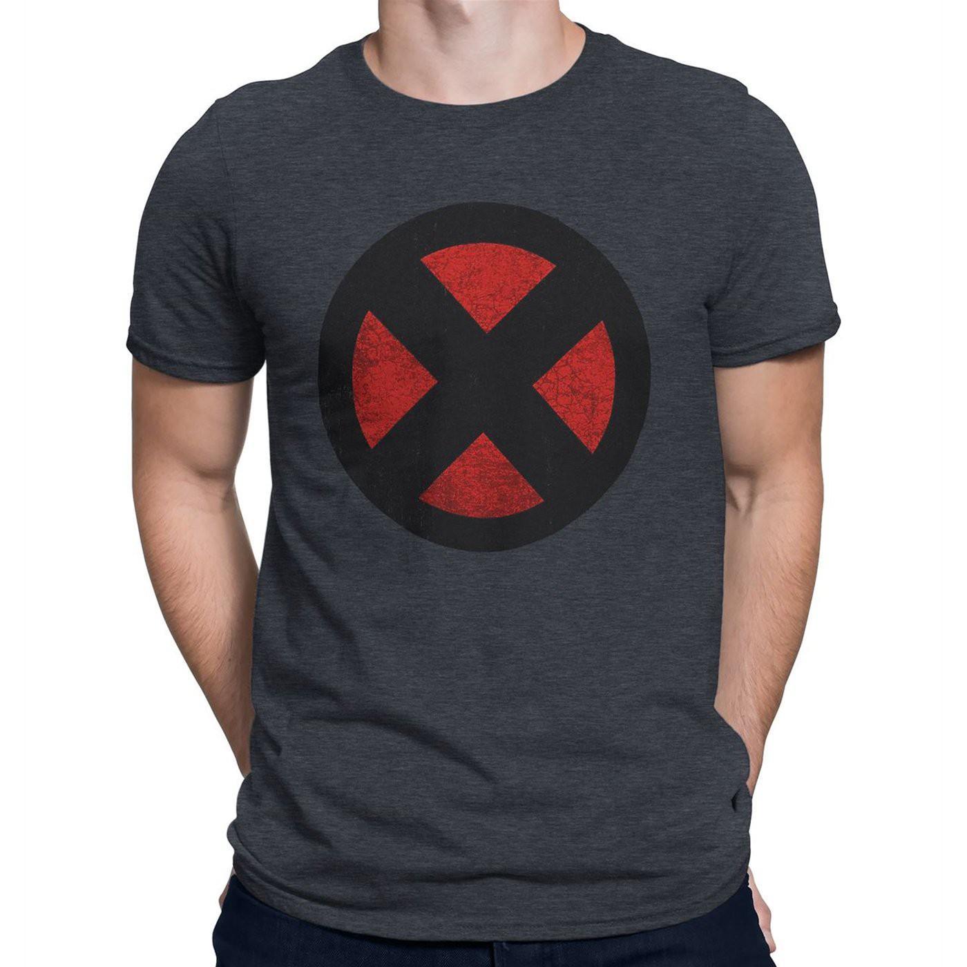 X-Men Distressed Symbol Grey T-Shirt Small