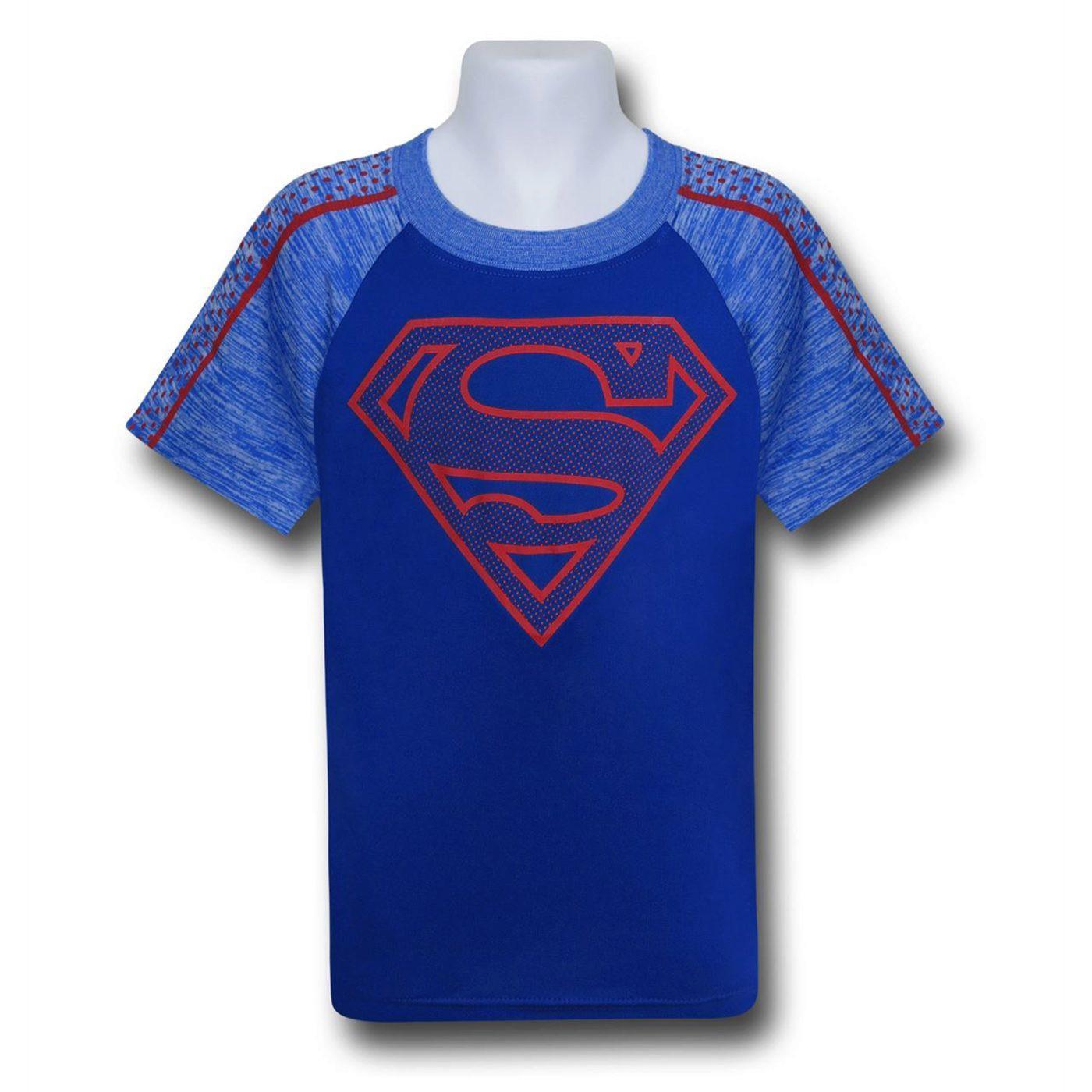 Superman Kids Symbol on Blue Space Dye T-Shirt Size 5-6
