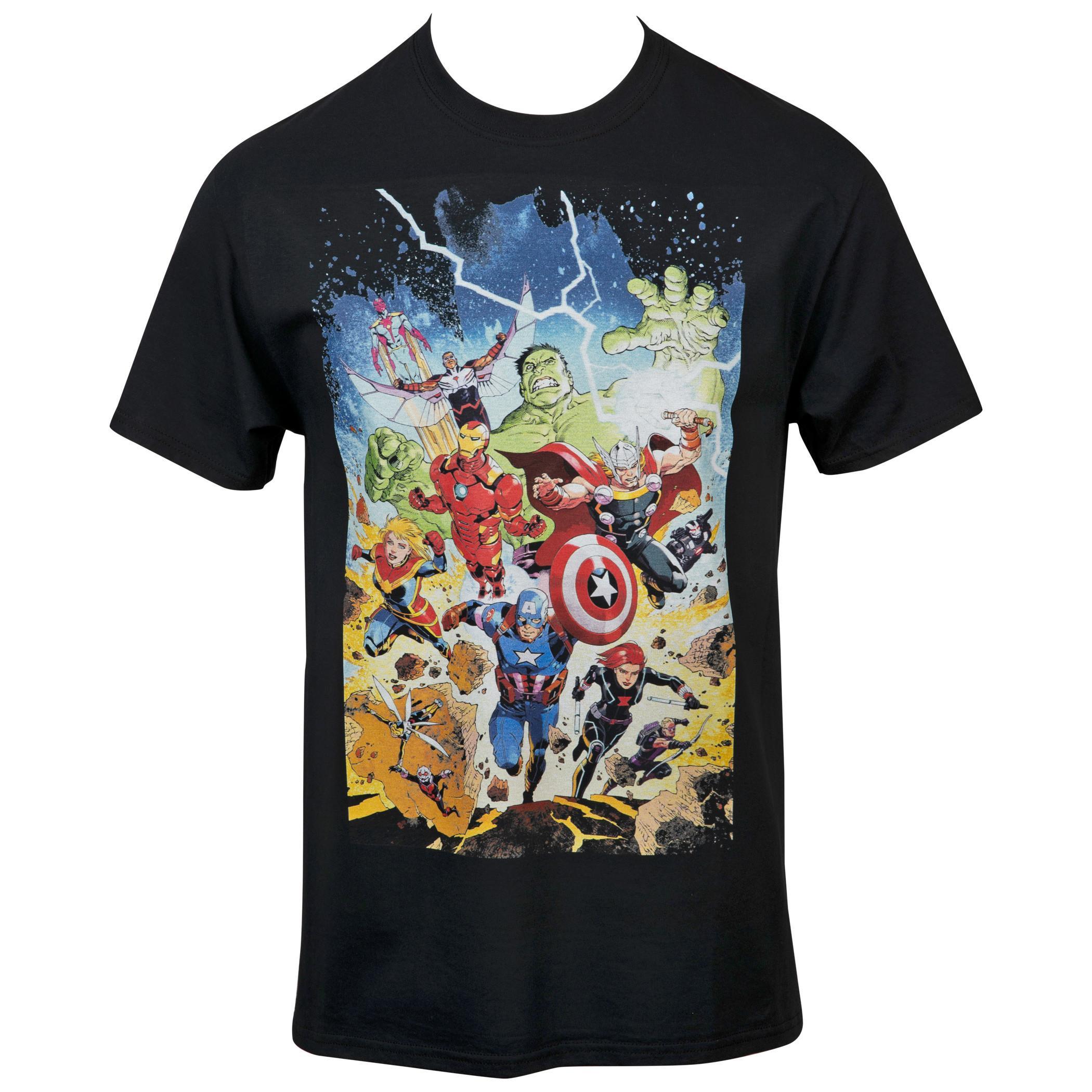 Marvel The Avengers Group Attack T-Shirt Large