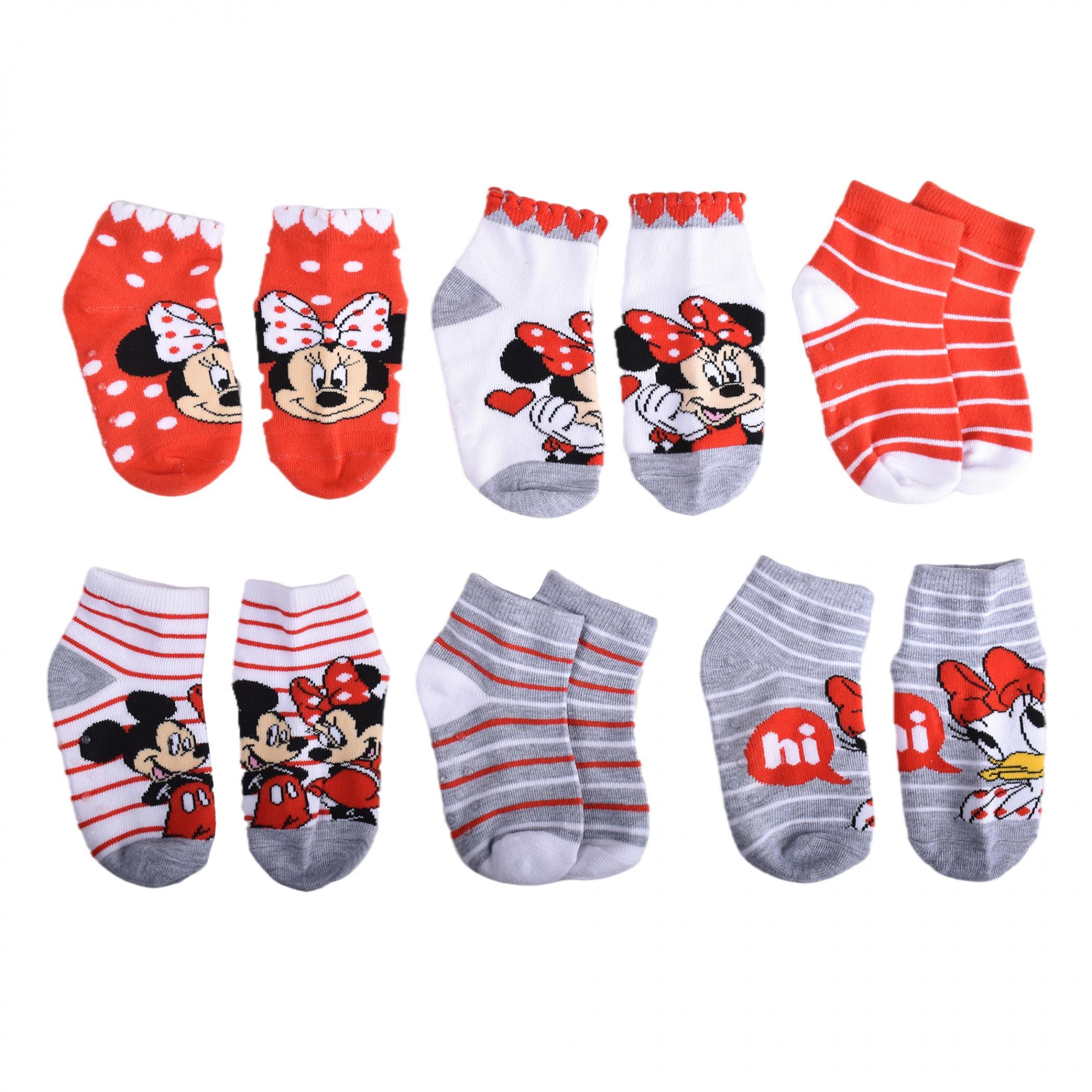 Disney Minnie Mouse and Daisy Duck Baby Girl Crew Socks 6-Pack Size 18-24M
