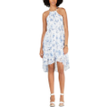 Tommy Hilfiger Chiffon Floral Midi Sundress In White & Blue
